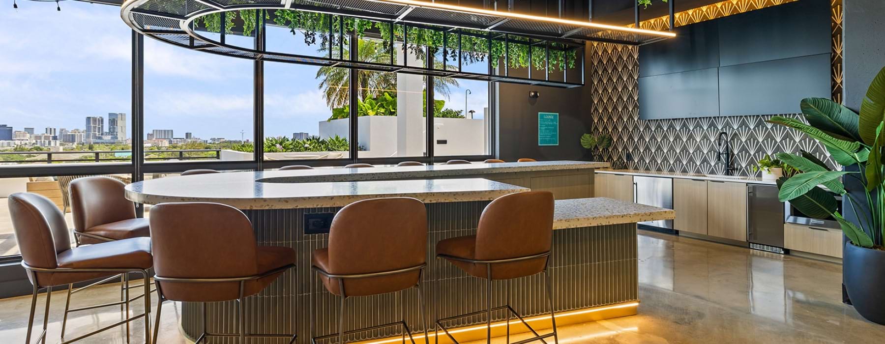 large island with stools