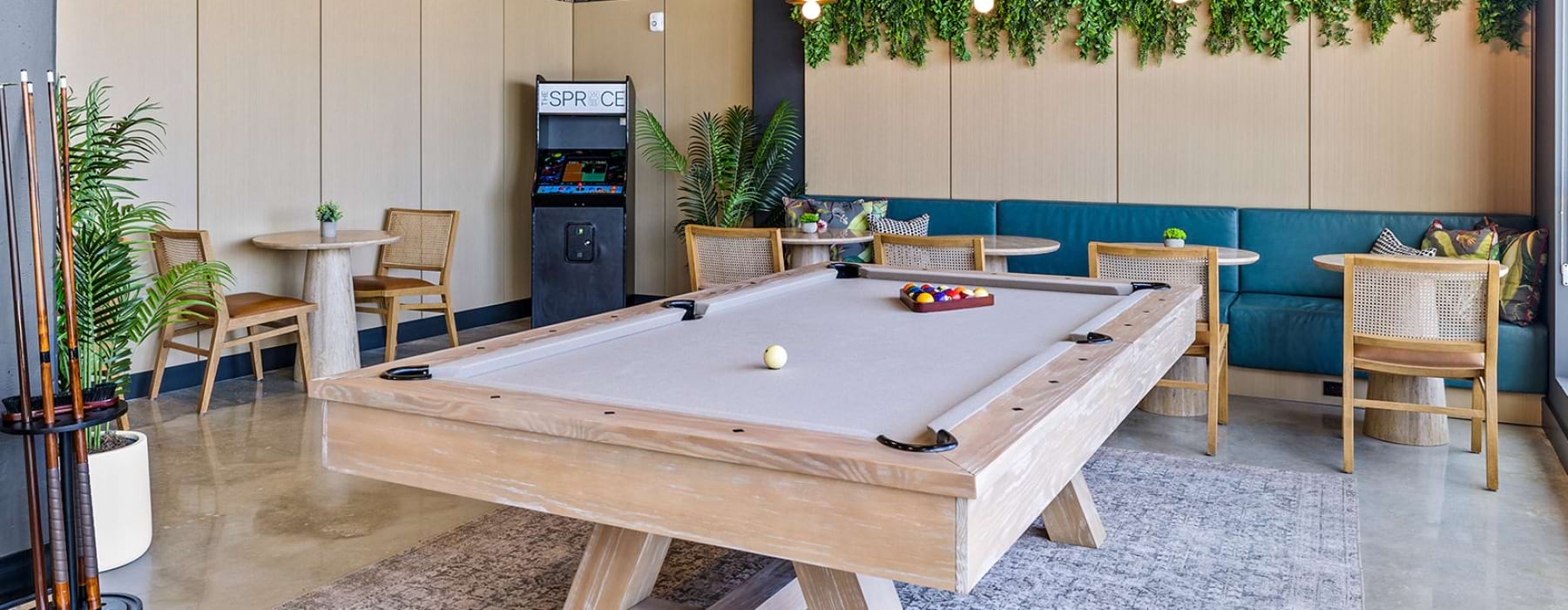 pool table in a room