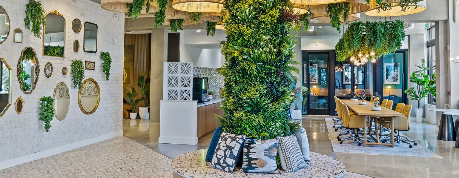 greenery with seating surrounding it